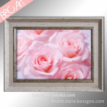 Traditional Pink Flower Printing Painting Primed Pure Cotton Stretched Canvas